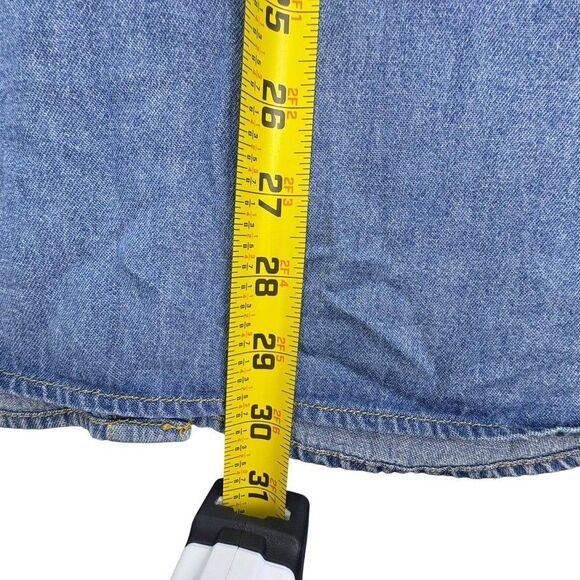 VTG  Denim Leopard Cheetah Shirt Quacker Factory SS Button Jungle Safari Large - Picture 12 of 12